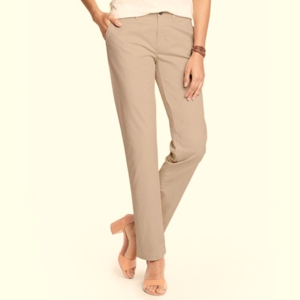 Garnet Hill Straight-Leg Pants in Taupe
